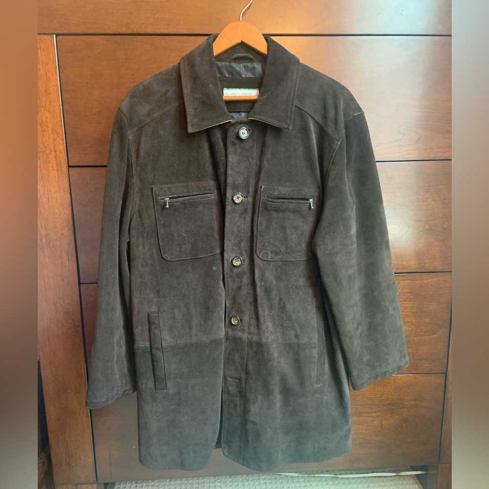 Joseph Abboud Heavyweight Brown Suede Leather Jacket